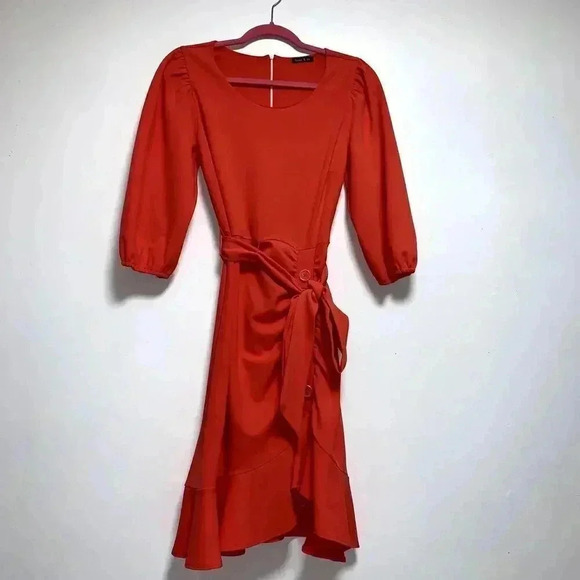 Women's SOMI & JO 3/4 Sleeve Fit + Flare Dress, round neck back zip up size S - Picture 2 of 9